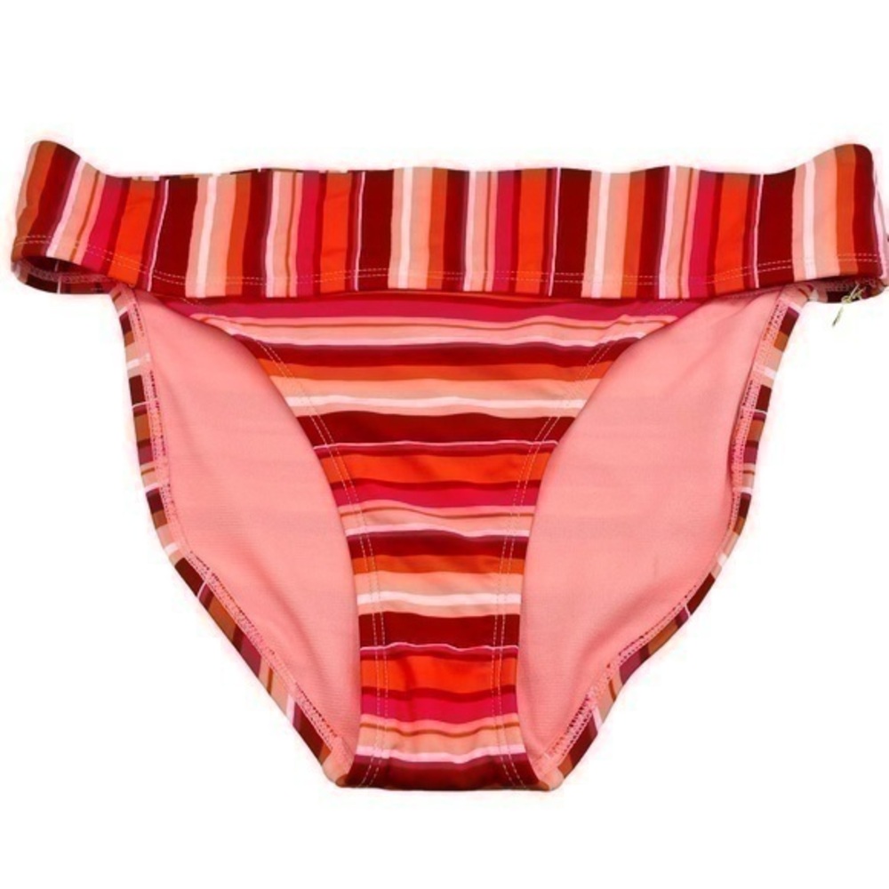 Mynah Bikini Bottom - NWT | Women Large | Red Pink Stripes